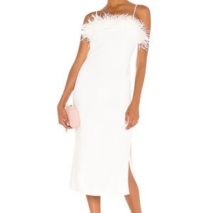 White Feather-Trimmed Dress